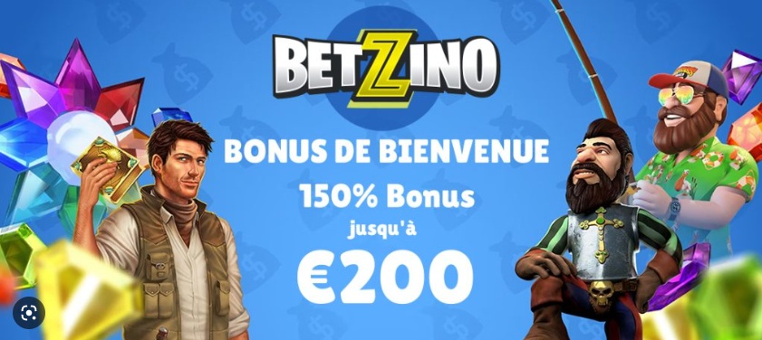 Betzino Casino — Bonus de bienvenue 150% jusqu'à €200 pour les joueurs français